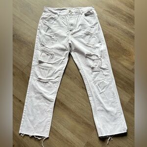 Refuge High Rise Distressed Jeans - White